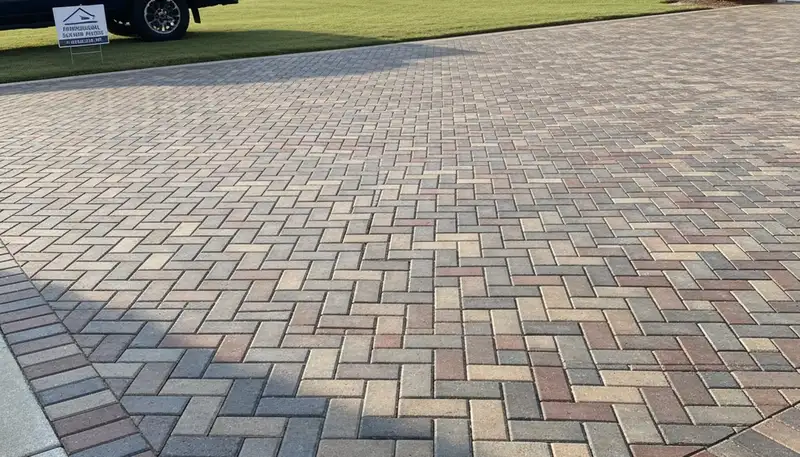 Completed interlocking paver driveway by Chop Chop Landscaping in Columbia, SC