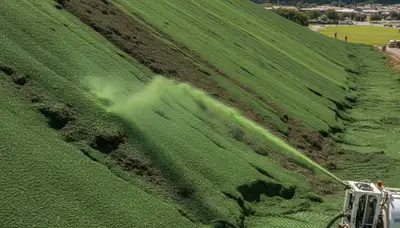 Professional hillside hydroseeding for erosion control in Columbia, SC by Chop Chop Landscaping