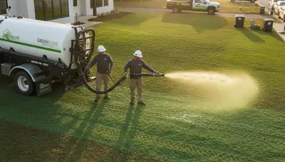 Professional hydroseeding service creating lush green lawn in Columbia, SC by Chop Chop Landscaping