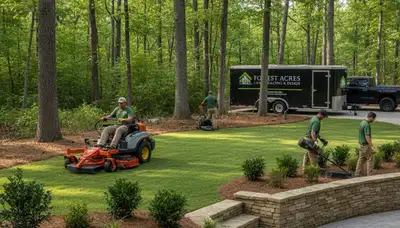 Landscaping crew providing lawn care services in Columbia, SC
