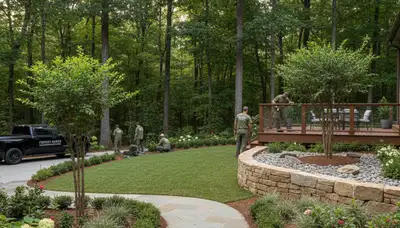 Landscaping crew in Columbia, SC providing professional lawn care service