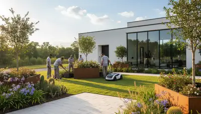 Landscaping crew providing lawn care services in Columbia, SC
