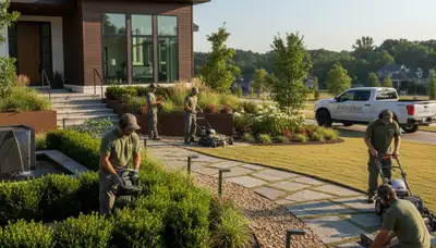 Columbia, SC landscaping crew providing professional lawn care and yard maintenance