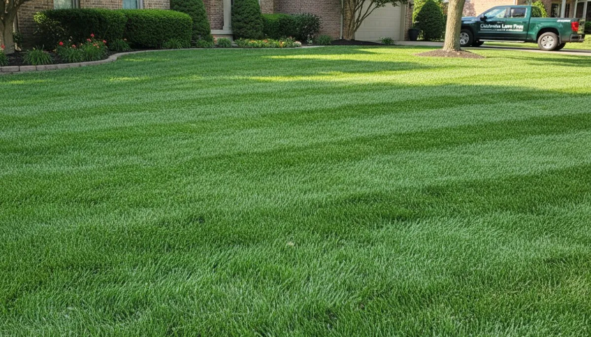 Lush, weed-free green lawn maintained by Chop Chop Landscaping in Columbia, SC lawn care service results