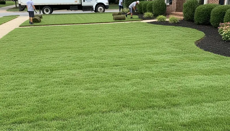 Freshly installed sod creating lush green lawn by Chop Chop Landscaping in Columbia, SC