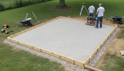 Professional shed foundation preparation with gravel base by landscapers in Columbia, SC